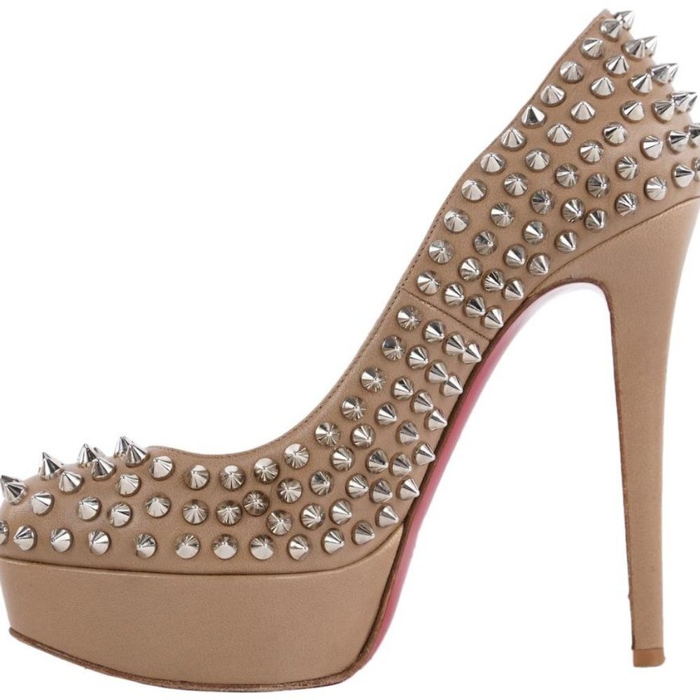 Christian Louboutin Nude Beige Bianca Spikes 140